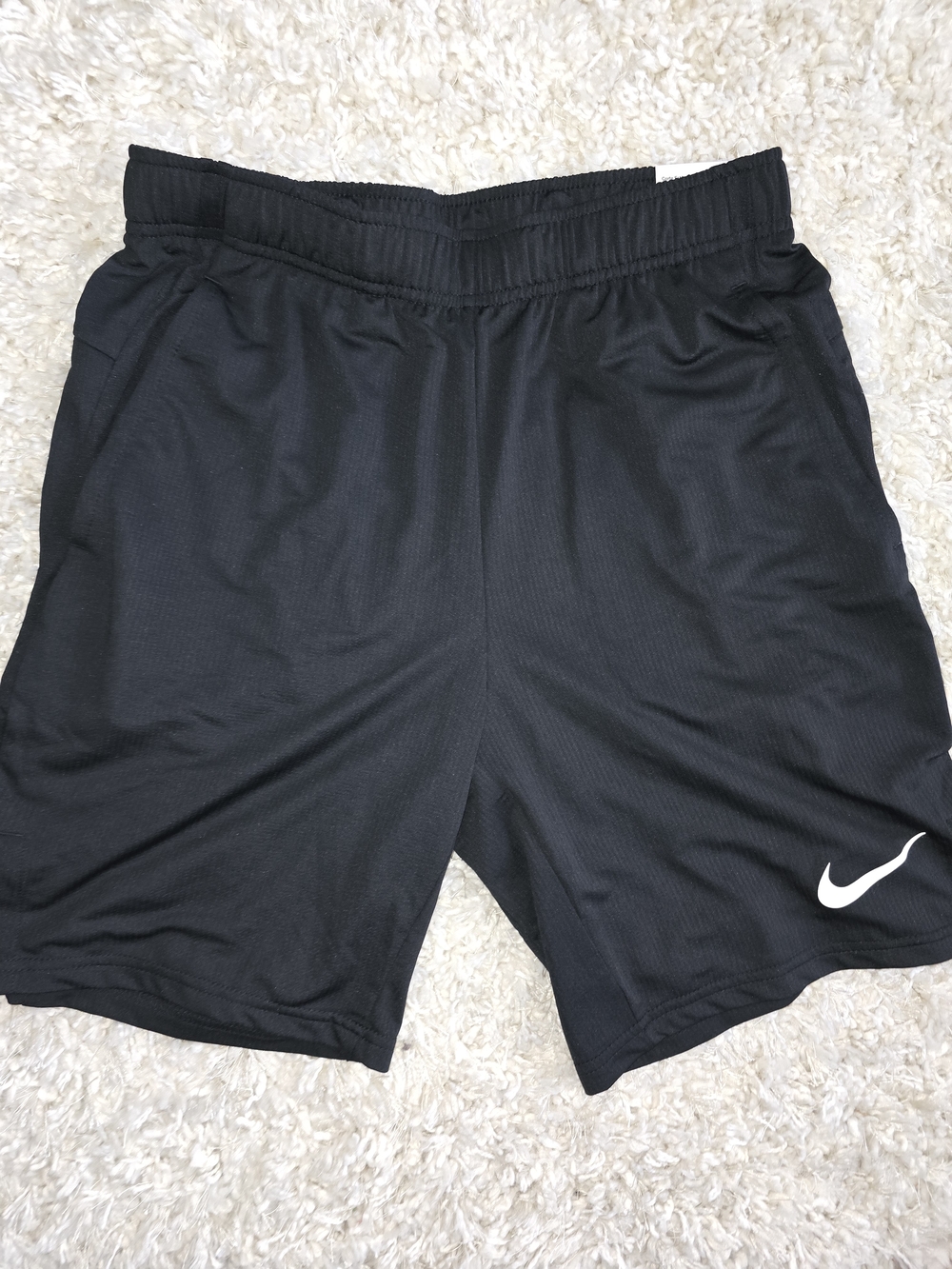 Nike Men’s Black Athletic Training Shorts with White Swoosh